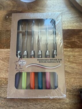 Laguiole Steak Knife Set with Grey,Green, Orange, Blue, Pink and Turquoise